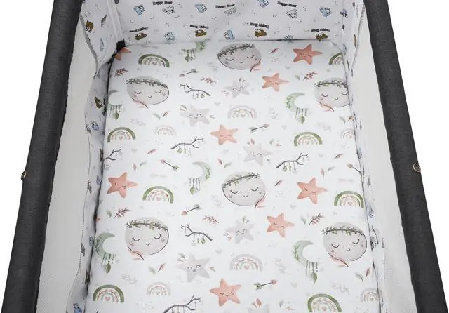 Alt view image 5 of 7 - Light Green & Moon, Ultra Soft Jersey Material, Stretchy Fitted Crib Sheets Set 2 Pack Portable Crib Mattress Topper for Baby Girl Boy