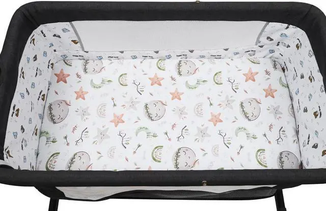 Alt view image 7 of 7 - Light Green & Moon, Ultra Soft Jersey Material, Stretchy Fitted Crib Sheets Set 2 Pack Portable Crib Mattress Topper for Baby Girl Boy