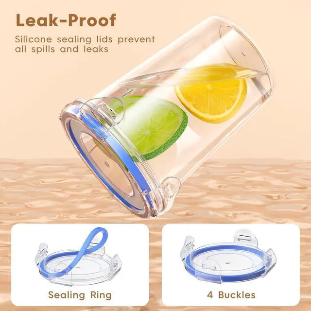 Alt view image 6 of 7 - 4 Pack Overnight Oats Containers with Lids, Oatmeal Container, 16oz Leak Proof Oats Jars, BPA Free, Reusable, Portable Plastic Food Storage Container for Oatmeal, Yogurt, Soup, Cereal, Milk and More
