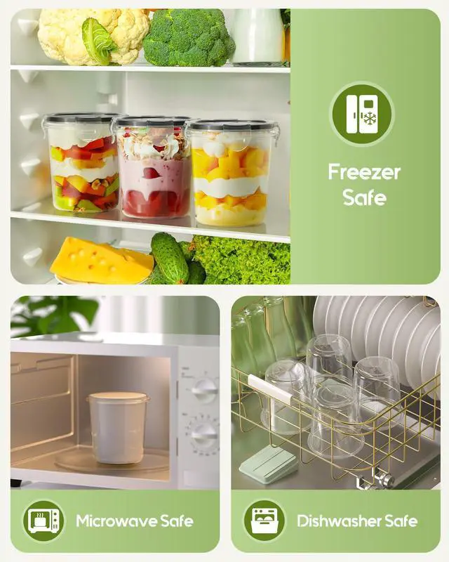 Alt view image 6 of 7 - Overnight Oats Containers with Lids, 4 Pack 13oz Overnight Oats Jars, Plastic Mason Jars, BPA Free, Portable, Leak Proof Oatmeal Containers for Yogurt, Soup, Cereal, Milk and Salad