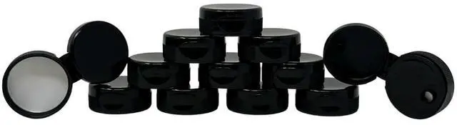 Main image of 12 Pack of Black Honey Bear Replacement Lids with Sealable Flip Top Lid (38mm Black Flip Top Lid - 12 Pack)