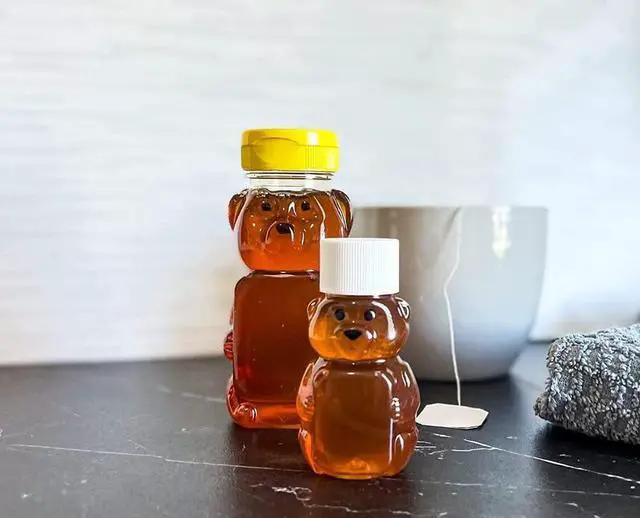 Alt view image 4 of 7 - 12 Pack of Black Honey Bear Replacement Lids with Sealable Flip Top Lid (38mm Black Flip Top Lid - 12 Pack)