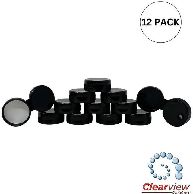 Alt view image 2 of 7 - 12 Pack of Black Honey Bear Replacement Lids with Sealable Flip Top Lid (38mm Black Flip Top Lid - 12 Pack)