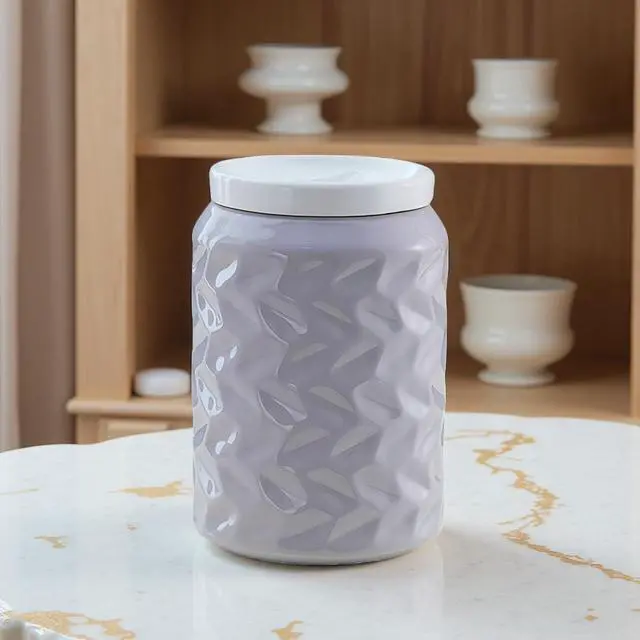 Alt view image 2 of 5 - Ceramic Jar with Lid, 34oz Food Storage Jar with Airtight Seal Ceramic Lid for Sugar Tea Spice, Coffee Canister Sugar Container (Gray)