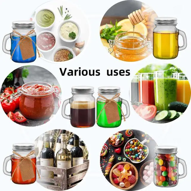 Alt view image 4 of 6 - 2Pcs 4 OZ Mini Mason Jar Mugs Mason Jar Mugs with Handles and Lids Small Drinking Glass and DIY Favor Wedding Bridal Shower Party Supplies for Drinks, Gifts, Candles and Crafts 120ML (2)