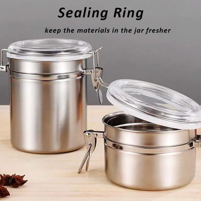 Alt view image 5 of 6 - Food Storage Tin Can Container Stainless Steel Airtight Lid for Home Kitchen Snack