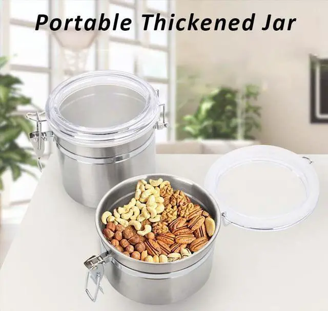 Alt view image 3 of 6 - Food Storage Tin Can Container Stainless Steel Airtight Lid for Home Kitchen Snack