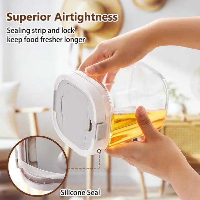 Alt view image 5 of 7 - 1 Pack Brown Sugar Keeper, 1.3Qt(42Oz/1.2L) Airtight Flour Sugar Storage Container Plastic Canisters Sets Clear Jar with Spoon Saver for Kitchen
