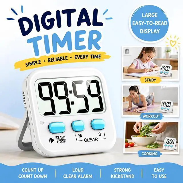 Alt view image 2 of 7 - 2 Pack Digital Timer for Kids Classroom Kitchen Timers for Cooking