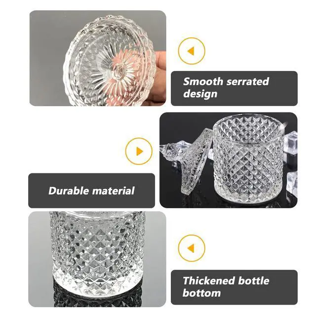 Alt view image 7 of 7 - 300ml 10oz Glass Cryctal Candy Jar with Lid/Cookie Jar/Jewelry Box/Buffet & Biscuit Containers for Kitchen Pantry Cookies Sugar Storage