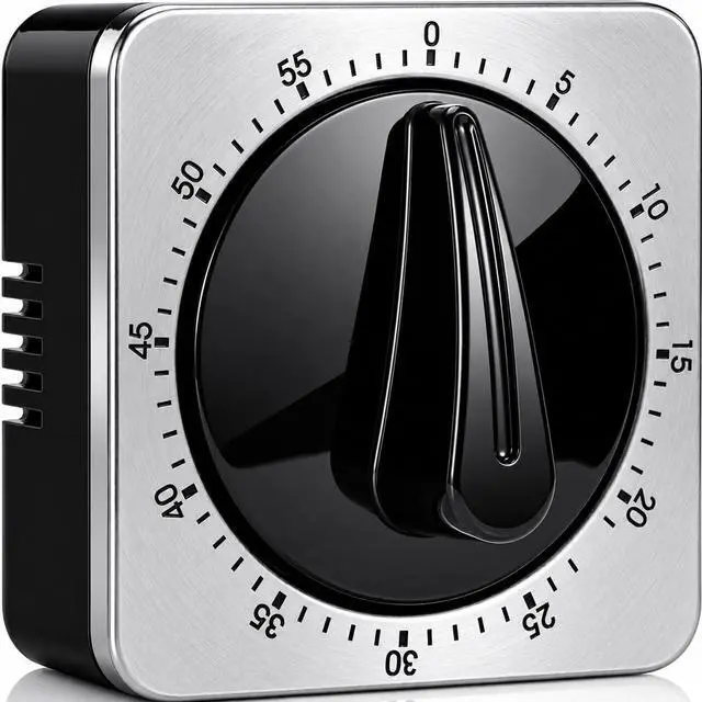 Main image of Kitchen Timers for Cooking, Chef Cooking Timer Clock with Loud Alarm - 100% Mechanical Desk Timer - No Batteries Required - Magnetic Backing, Exquisite Stainless Steel Body - Countdown Reminder