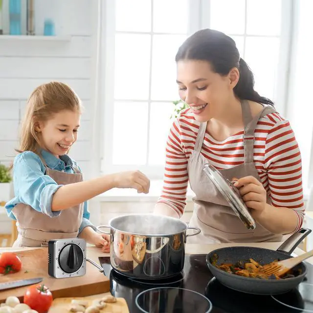 Alt view image 2 of 4 - Kitchen Timers for Cooking, Chef Cooking Timer Clock with Loud Alarm - 100% Mechanical Desk Timer - No Batteries Required - Magnetic Backing, Exquisite Stainless Steel Body - Countdown Reminder