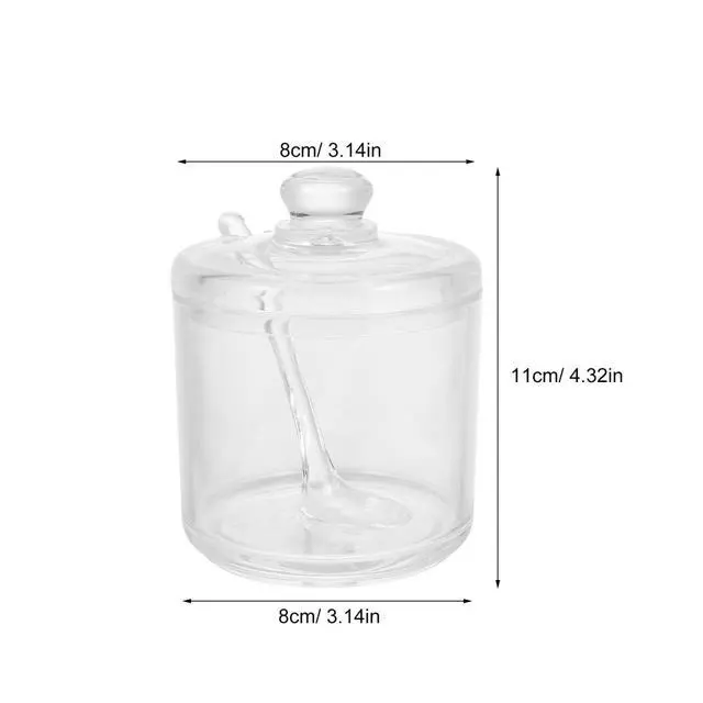 Alt view image 3 of 7 - Acrylic Sugar Bowl with Spoon Clear Condiment Canister for Sugar Salt Chili Powder Curry Kitchen Counter Dining Table Home Restaurant