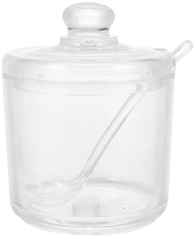 Main image of Acrylic Sugar Bowl with Spoon Clear Condiment Canister for Sugar Salt Chili Powder Curry Kitchen Counter Dining Table Home Restaurant