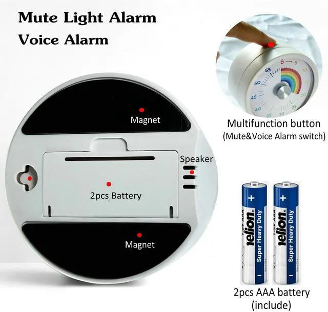 Alt view image 4 of 7 - Visual Timer, Kitchen Timer Rainbow Disk 60 Minute Countdown Timer for Kids and Adults, Silent Time Management Tool(Rainbow)