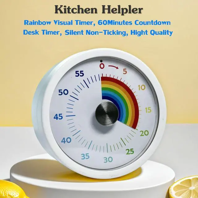 Alt view image 5 of 7 - Visual Timer, Kitchen Timer Rainbow Disk 60 Minute Countdown Timer for Kids and Adults, Silent Time Management Tool(Rainbow)