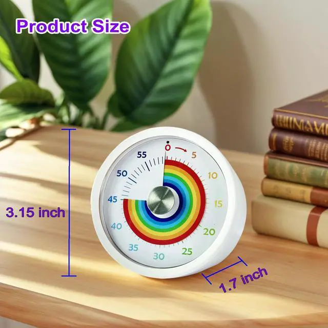 Alt view image 3 of 7 - Visual Timer, Kitchen Timer Rainbow Disk 60 Minute Countdown Timer for Kids and Adults, Silent Time Management Tool(Rainbow)