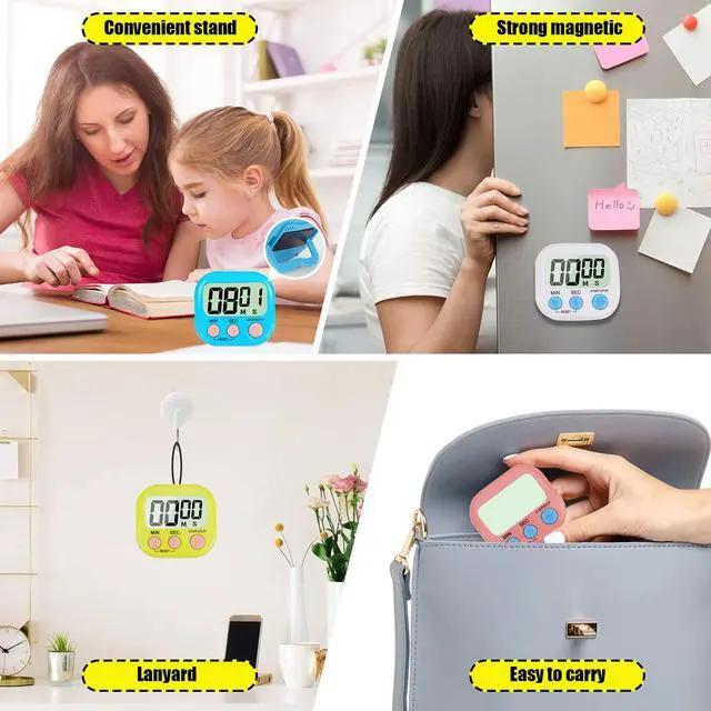 Alt view image 6 of 6 - 4-Piece Multi-Function Electronic Timer, Learning Management, Suitable for Kitchen, Study, Work, Exercise Training, Outdoor Activities(not Including Battery).