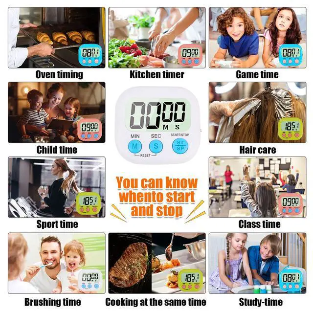 Alt view image 2 of 6 - 4-Piece Multi-Function Electronic Timer, Learning Management, Suitable for Kitchen, Study, Work, Exercise Training, Outdoor Activities(not Including Battery).