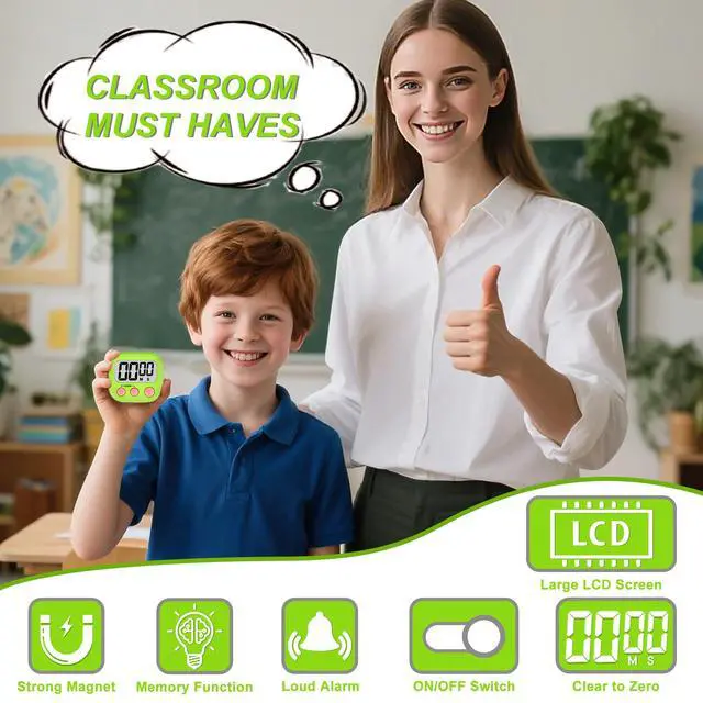 Alt view image 3 of 6 - Digital Timer for Kids Teacher Supplies Classroom Timer for Study Learning Management Kitchen Work Exercise-4Pack Pink Blue Green Purple