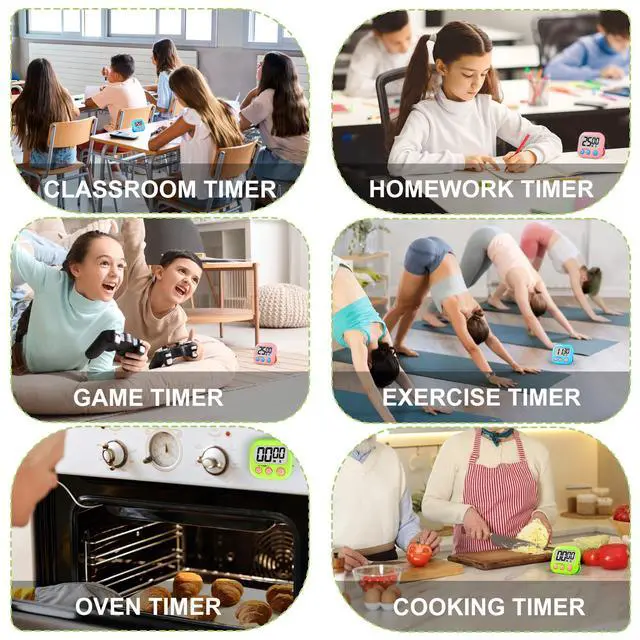 Alt view image 6 of 6 - Digital Timer for Kids Teacher Supplies Classroom Timer for Study Learning Management Kitchen Work Exercise-4Pack Pink Blue Green Purple