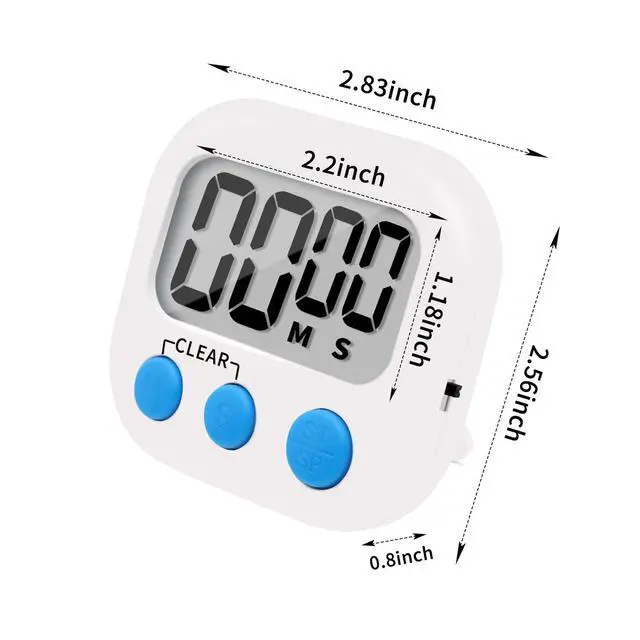 Alt view image 3 of 7 - 6 Pack Small Digital Kitchen Timer Magnetic Back and ON/Off Switch,Minute Second Count Up Countdown, White