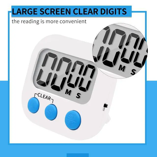 Alt view image 4 of 7 - 6 Pack Small Digital Kitchen Timer Magnetic Back and ON/Off Switch,Minute Second Count Up Countdown, White