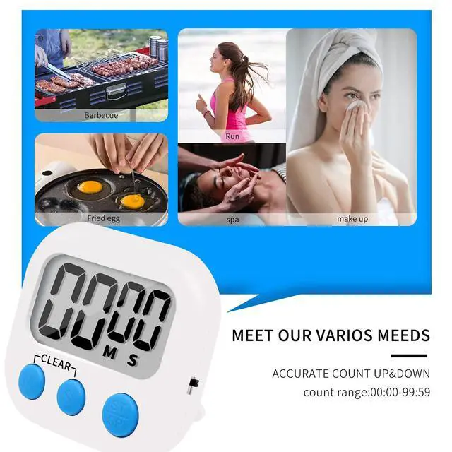 Alt view image 7 of 7 - 6 Pack Small Digital Kitchen Timer Magnetic Back and ON/Off Switch,Minute Second Count Up Countdown, White