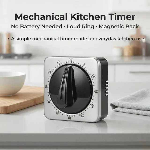 Alt view image 3 of 7 - Kitchen Timers for Cooking, Mechanical Wind-Up Timer, Magnetic