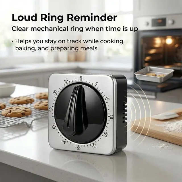 Alt view image 5 of 7 - Kitchen Timers for Cooking, Mechanical Wind-Up Timer, Magnetic