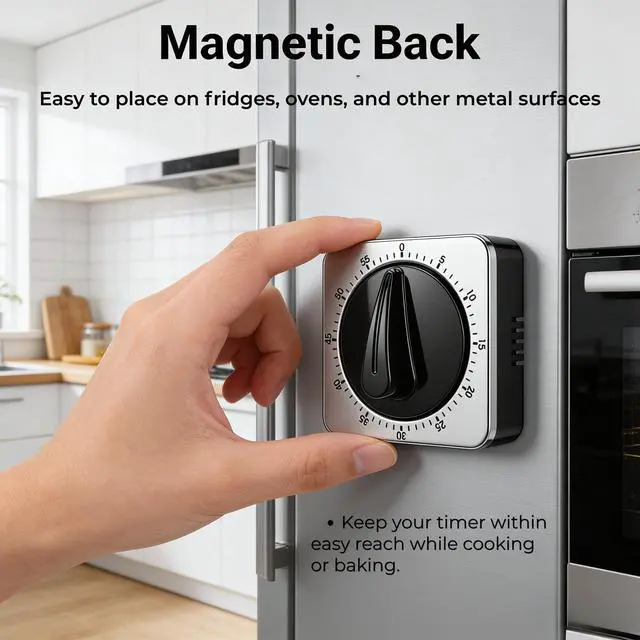 Alt view image 6 of 7 - Kitchen Timers for Cooking, Mechanical Wind-Up Timer, Magnetic