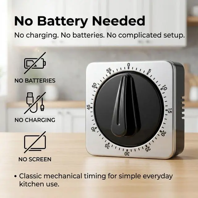 Alt view image 4 of 7 - Kitchen Timers for Cooking, Mechanical Wind-Up Timer, Magnetic