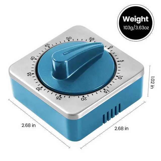 Alt view image 3 of 7 - Kitchen Timers for Cooking, Chef Cooking Timer Clock with Loud Alarm,100% Mechanical Desk Timer - No Batteries Required -Magnetic Back, Exquisite Stainless Steel Body -Countdown Reminder Magnetic-Blue