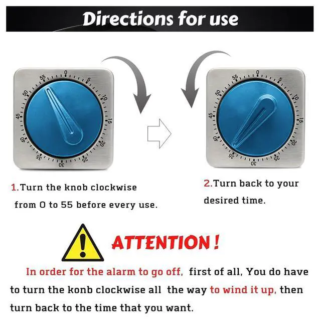 Alt view image 5 of 7 - Kitchen Timers for Cooking, Chef Cooking Timer Clock with Loud Alarm,100% Mechanical Desk Timer - No Batteries Required -Magnetic Back, Exquisite Stainless Steel Body -Countdown Reminder Magnetic-Blue