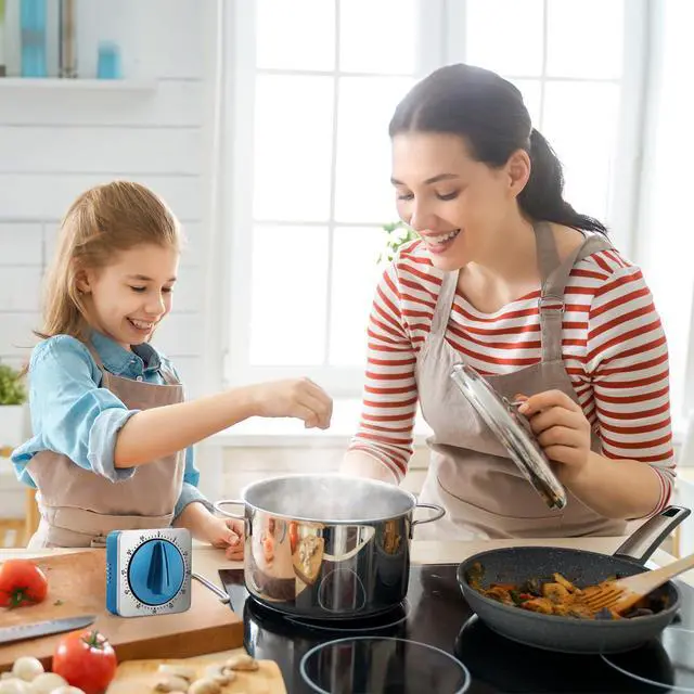 Alt view image 2 of 7 - Kitchen Timers for Cooking, Chef Cooking Timer Clock with Loud Alarm,100% Mechanical Desk Timer - No Batteries Required -Magnetic Back, Exquisite Stainless Steel Body -Countdown Reminder Magnetic-Blue