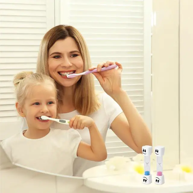 Alt view image 2 of 7 - 2 Minute Toothbrush Sand Timer for Kids - Set of 2 Small Blue and Pink Smiley Hourglass