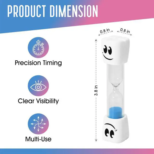 Alt view image 3 of 7 - 2 Minute Toothbrush Sand Timer for Kids - Set of 2 Small Blue and Pink Smiley Hourglass