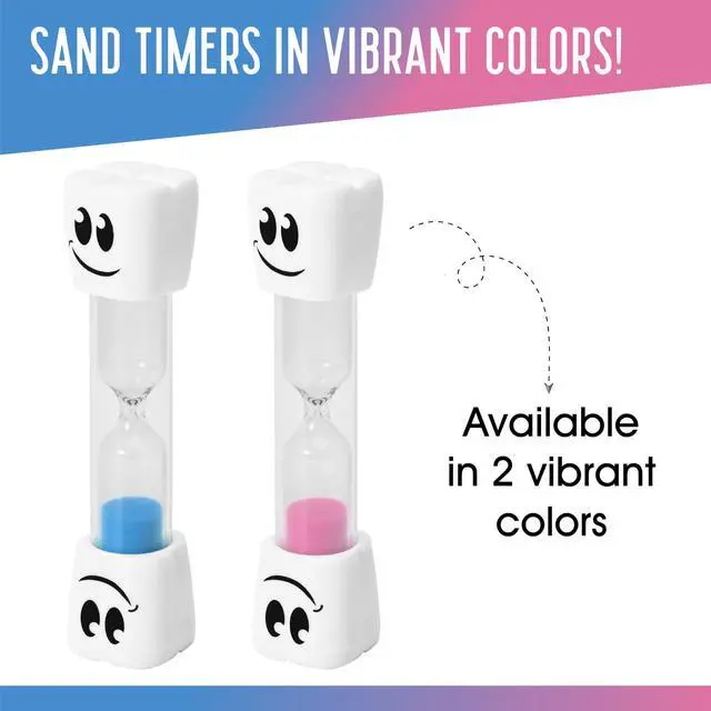 Alt view image 4 of 7 - 2 Minute Toothbrush Sand Timer for Kids - Set of 2 Small Blue and Pink Smiley Hourglass