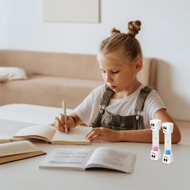 Alt view image 7 of 7 - 2 Minute Toothbrush Sand Timer for Kids - Set of 2 Small Blue and Pink Smiley Hourglass