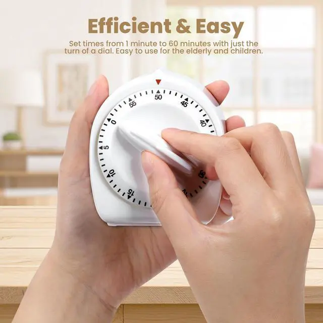 Alt view image 5 of 7 - Kitchen Timers for Cooking, 60 Minute Wind Up - Chef Cooking Timer with Loud Alarm,100% Mechanical Desk Timer -No Batteries Required - Manual Countdown timers for Home, Study and Cooking (White)