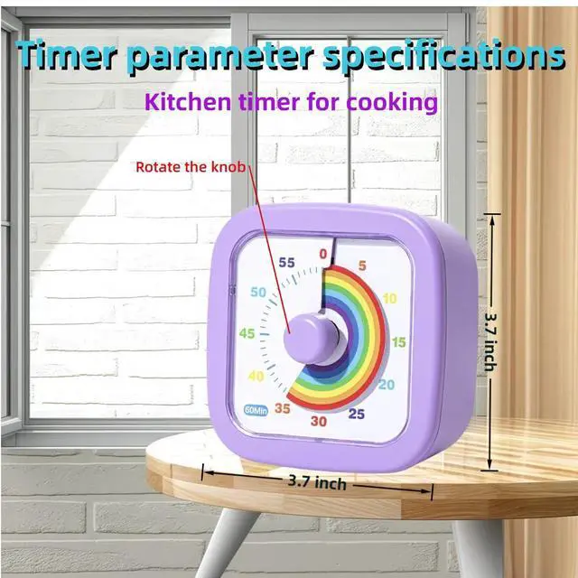 Alt view image 3 of 7 - Kids Visual Timer Cute Rainbow - 60 Minute Countdown Timer Time Management for Kids and Adults, Timer for Cooking Classroom Meeting (Purple)