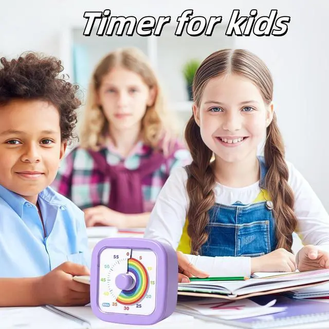 Alt view image 2 of 7 - Kids Visual Timer Cute Rainbow - 60 Minute Countdown Timer Time Management for Kids and Adults, Timer for Cooking Classroom Meeting (Purple)