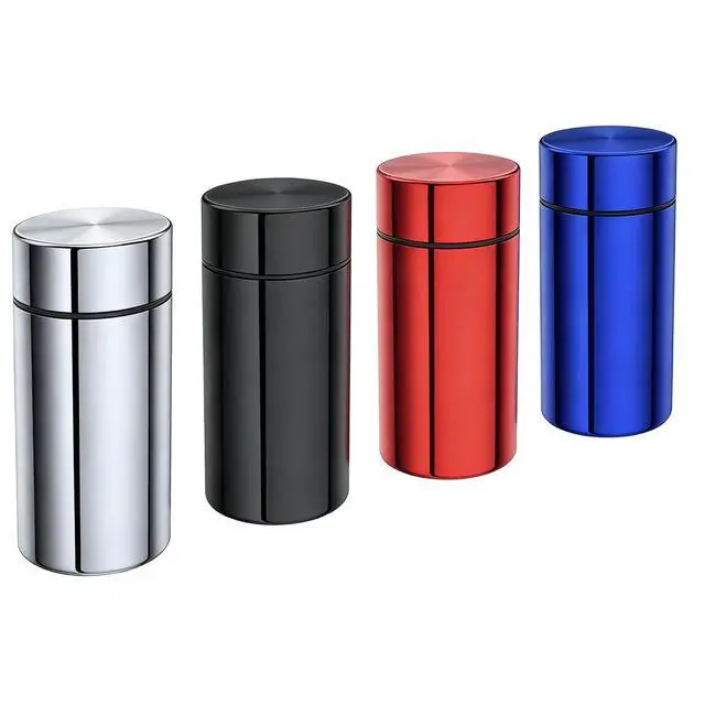 Alt view image 2 of 6 - Airtight Aluminum Storage Jar 4-Pack, Small Smell Proof Container for Spice | Waterproof Metal Canister with Screw-Top Lid, Portable Travel Stash Jar for Herb, Tea, Coffee