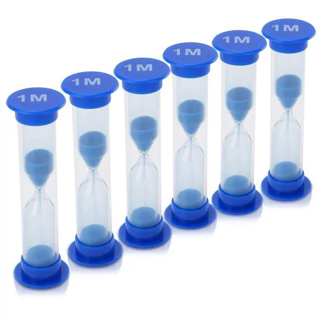 Alt view image 5 of 7 - 6 Pcs Plastic 1 Minute Sand Timer Sandglass Hourglass Sand Clock, Blue