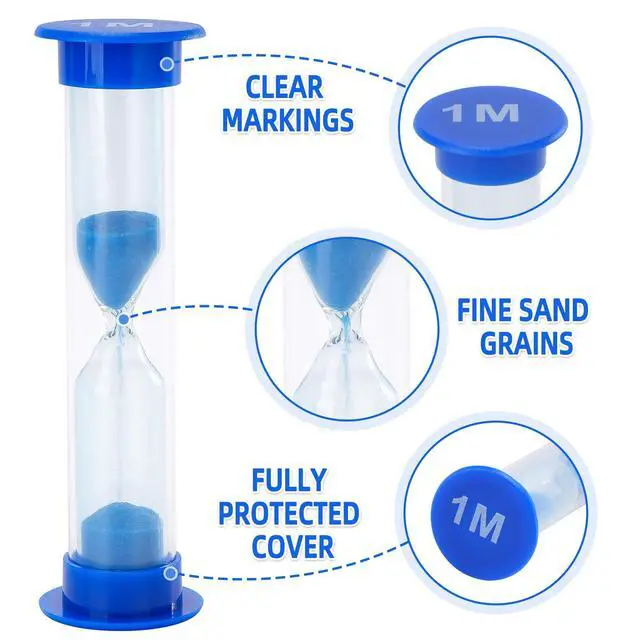 Alt view image 4 of 7 - 6 Pcs Plastic 1 Minute Sand Timer Sandglass Hourglass Sand Clock, Blue
