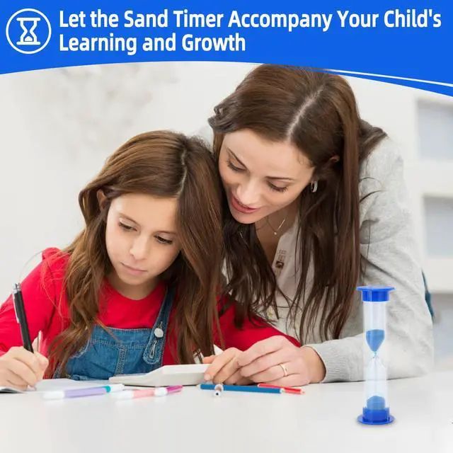 Alt view image 6 of 7 - 6 Pcs Plastic 1 Minute Sand Timer Sandglass Hourglass Sand Clock, Blue