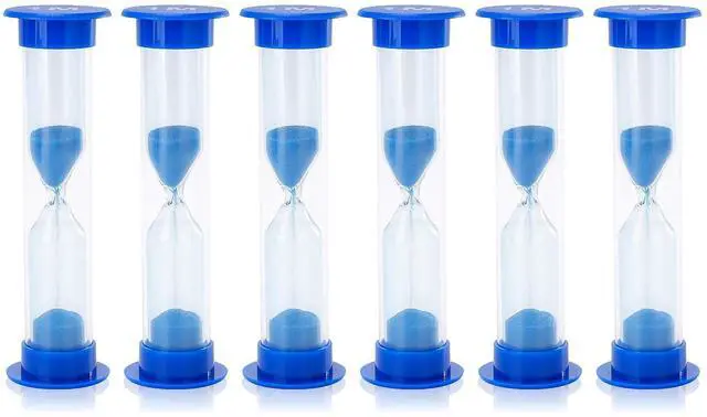 Main image of 6 Pcs Plastic 1 Minute Sand Timer Sandglass Hourglass Sand Clock, Blue