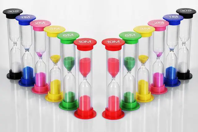 Alt view image 3 of 7 - Sand Timer,Plastic Hourglass Timer,Colorful Sandglass Hourglass Sand Clock Timer 30sec / 1min / 2mins / 3mins / 5mins / 10mins (12pcs)