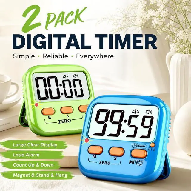 Alt view image 2 of 7 - 2 Pack Digital Timer for Kids Teacher Classroom Kitchen Office