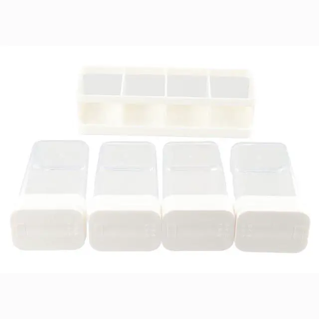 Alt view image 6 of 7 - 4Pcs Spice Jars Set, Plastic Seasoning Boxes with Lid, Transparent Barbecue Storage Containers Spice Racks Seasoning Storage Container Dispenser for Spice, Salt and Pepper